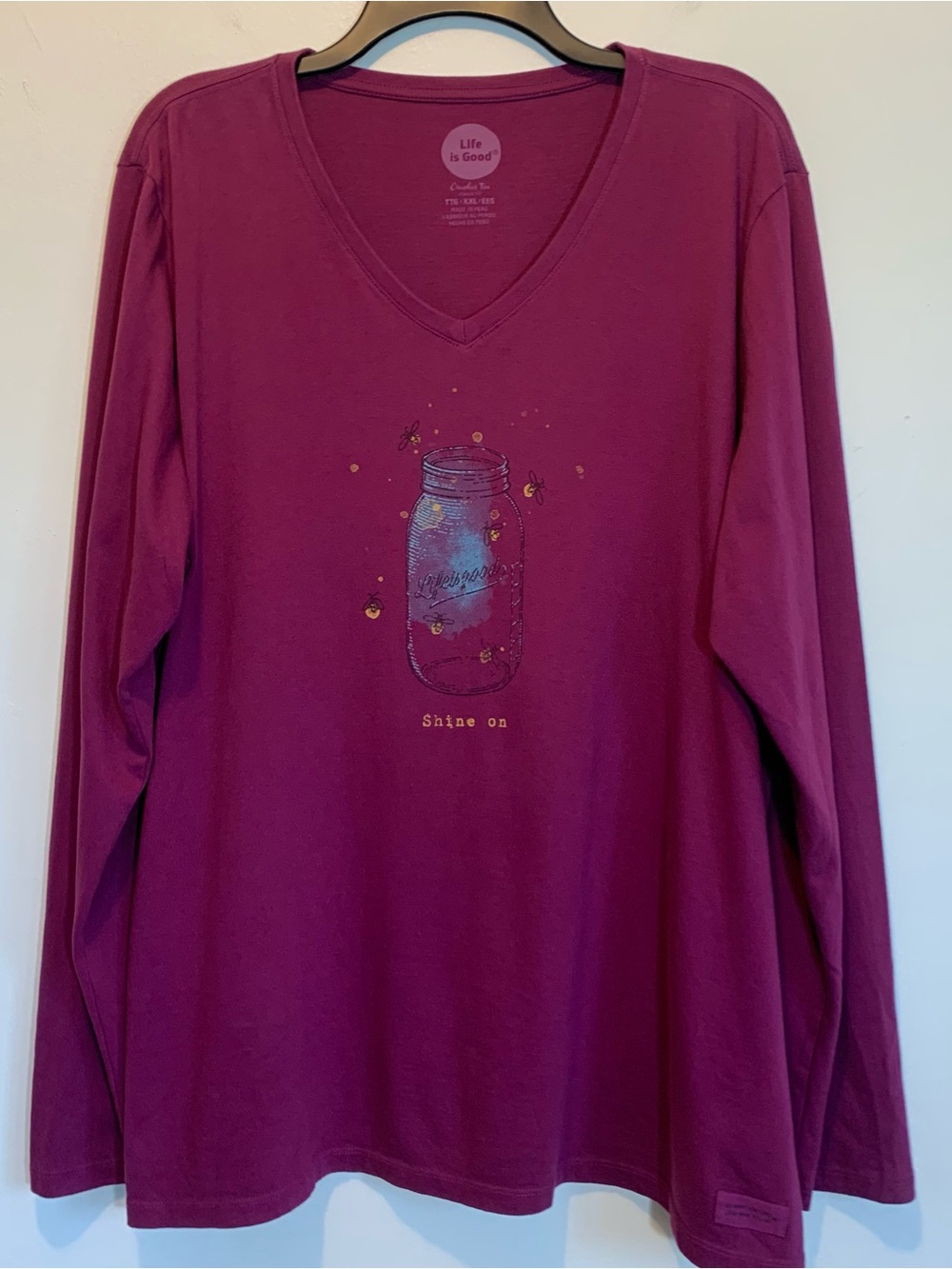 Life Is Good Long Sleeve Crusher Tee Purple Shine On XXL